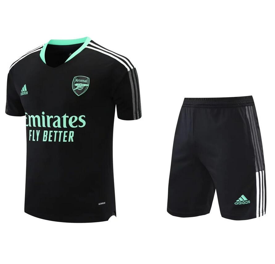 2021/22 Real Madrid Black Training Uniforms Soccer Shirt with Shorts